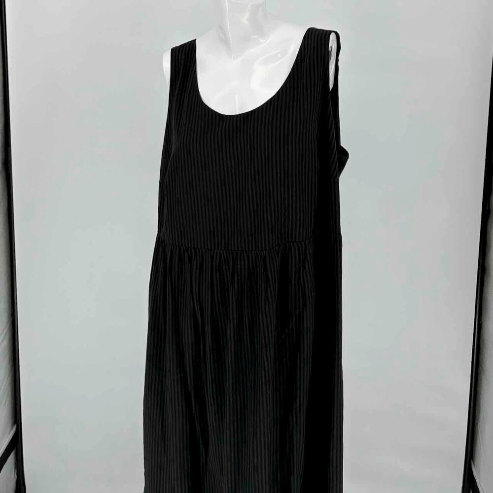 J. Jill Black & Gray Striped Smocked-Back Tiered Maxi Jumper Dress - XL